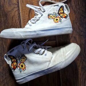 BANGS Embroidered Butterfly High-Top Sneakers, 9